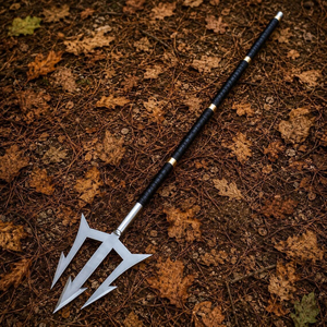 Trident en acier forgé à la main – Manche en cuir détachable, accessoire de cosplay, décoration murale (70 pouces), cadeau pour la maison - Product Image 3