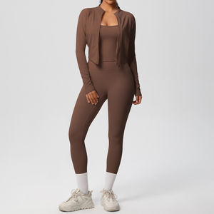 Ensemble de sport 4 pièces sans couture pour femme, manches longues, taille plus, pour fitness et yoga, collection 2026 – Vente en gros en ligne - Product Image 5