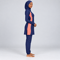 Ensemble Burkini 3 Pièces Modeste pour Femme, Coupe Haute, Imprimé Uni, Logo Frontal, Imperméable et Respirant