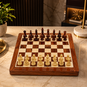 Juego de Ajedrez de Madera Hecho a Mano de 12 Pulgadas con Tablero Plegable y Almacenamiento |   Juego de Estrategia Premium para Adultos, Niños, Viajes, Regalo Familiar, Ajedrez - Product Image 4