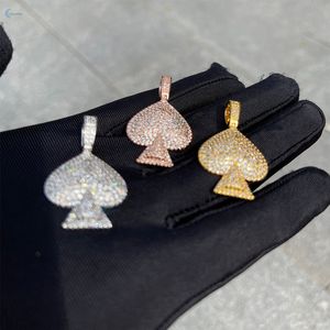 Colgante de Diamante Cultivado en Laboratorio Incoloro Estilo Rapero, Colgante Unisex con Diseño de As de Espadas, Colgante Hip Hop de Plata de Ley 925 - Product Image 2