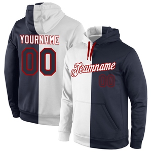 เสื้อฮู้ดดี้แบบสวมหัวแฟชั่นสปอร์ตสีขาวกรมท่าแดง ตัดต่อแบบใหม่ ออกแบบเองได้ ผลิตโดยตรงจากโรงงานขายส่ง - Product Image 1