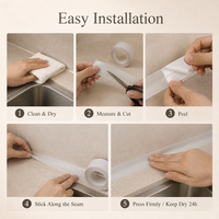 Bande de calfeutrage PVC blanc mat 50mm x 5m auto-adhésive pour toilettes, baignoire et lavabo