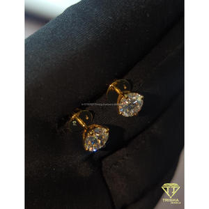 Classic Solitaire VVS Moissanite <b>Diamond</b> Stud <b>Earrings</b> in 925 Sterling Silver Luxury Everyday Wear By Trisha Jewels - Product Image 2