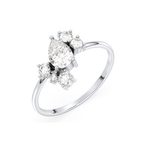 Anillo de Compromiso REYES con Certificado GRA, Oro Sólido de 14K, Corte Pera, Moissanita de 0.88 Quilates, para Mujer, Regalo de Lujo, Joyería Fina - Product Image 1