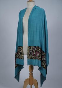 Châle en cachemire et laine fine VIC pour femme, usage quotidien hivernal, élégant, bordure florale tissée, doux, chaud, de qualité supérieure, 70 x 200 cm - Product Image 6