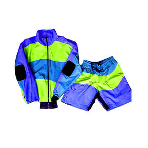 Ensemble deux pièces streetwear d'été pour hommes en gros : veste coupe-vent en nylon et short avec logo brodé flamme, survêtement brodé - Product Image 5