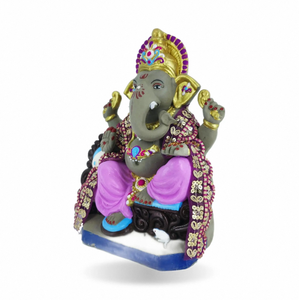 Figurine traditionnelle indienne en argile de Ganesh pour la décoration de temple domestique, exposition de festival, idole décorative artisanale et vente en gros - Product Image 1