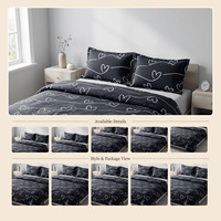 Ensemble de literie en microfibre douce 100% polyester, 4 pièces, housse de couette, drap, taie d'oreiller, moderne, toutes saisons, lavable, vente en gros