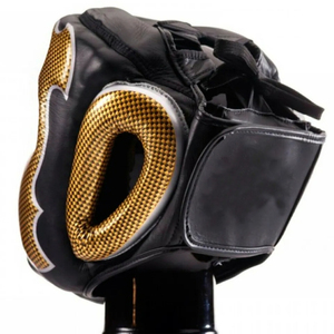 Custom Logo Professional Boxing Head Guard Gold Carbon Fiber Pattern Sparring Helmet for MMA - Product Image 3