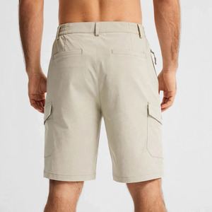 Shorts de randonnée cargo en toile respirante tricotée unie pour hommes, taille haute, séchage rapide, poches Bermuda, style décontracté, fermeture à cordon - Product Image 3