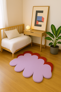 Handmade Modern Home Wool Rug purple and red unique Design irregular shape Custom Neutral <b>Carpet</b> Washable for Picnic Use - Product Image 3