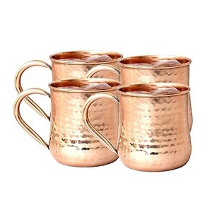 Taza de Bebidas de Cobre Martillado a Mano de Alta Resistencia con Borde Acanalado Clásico, Diseño Cilíndrico, en Venta - Product Image 5