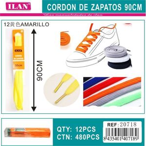 Laccio per scarpe Ilan 90 cm giallo per sneakers, 12 pezzi - Product Image 3