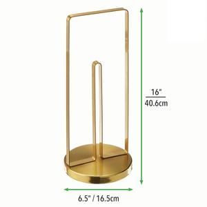 Porte-rouleau de papier toilette moderne en laiton doux sur pied avec base surélevée et poignée de transport, pour rouleaux géants - Product Image 6