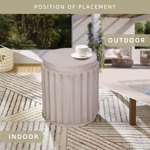 Tavolino da Esterno Terrafab in Materiale Naturale, Sgabello Decorativo da Giardino, Tavolino Unico per Soggiorno, Camera da Letto, Patio - Product Image 6