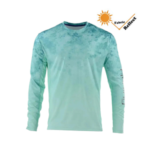 Camisas de Pesca Personalizadas de Poliéster y Elastano para Hombre, Ropa de Caza con Protección Solar UPF 50, Anti-UV, Ligeras, Camuflaje Acuático - Product Image 3