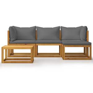 Conjunto de Muebles de Jardín de 5 Piezas en Madera de Acacia Sólida, Madera Natural para Exteriores - Product Image 3