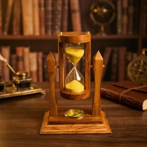 Minuteur sablier 2 minutes jaune classique en verre, horloge à sable décorative pour bureau, maison, salle d'étude, décoration de table - Product Image 6