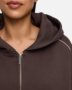 Sudaderas con capucha extragrandes personalizadas para mujer y sudaderas con capucha con ribetes en contraste, sudaderas con capucha casuales con cremallera de forro polar, sudaderas con capucha de invierno OEM para mujer - Product Image 6