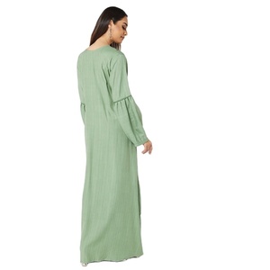 Sophisticated and Long Puffed Sleeve Stylish Viscose Floor-Length <b>Kaftan</b> with Sun Protection for Women - Product Image 4