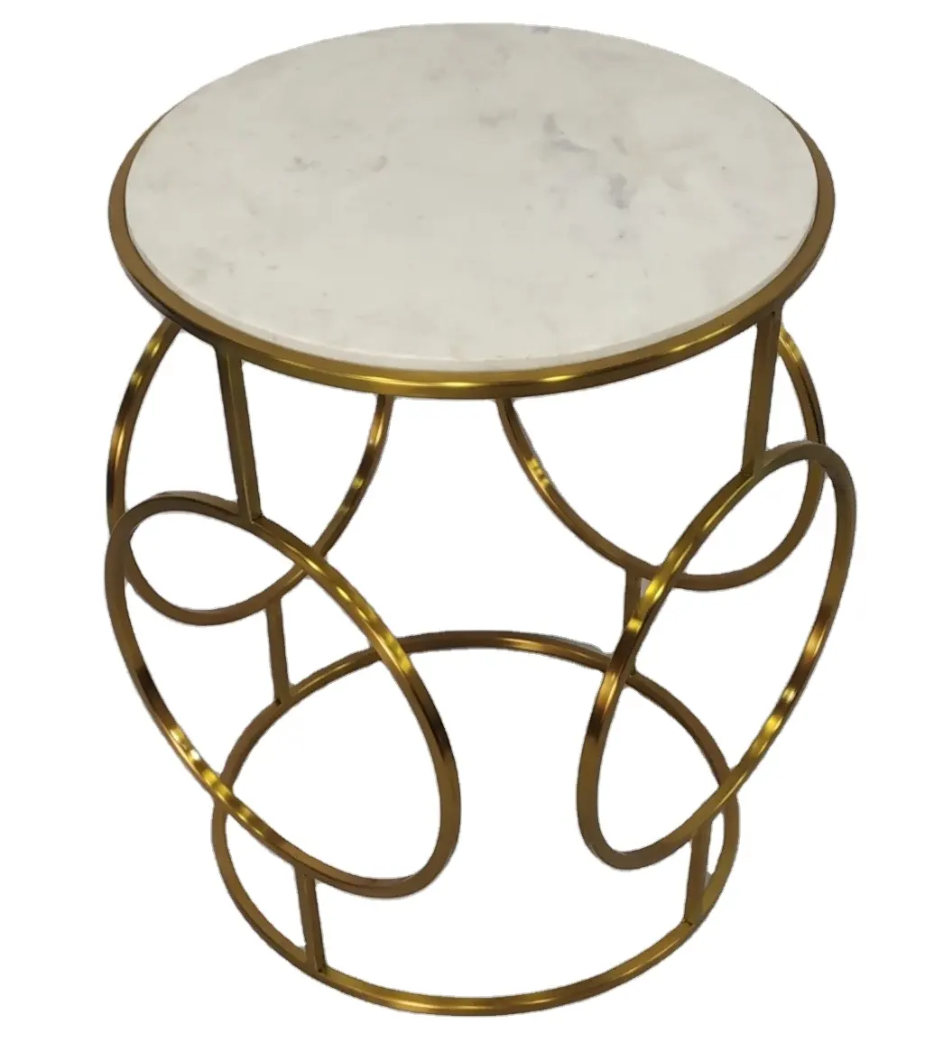 Antique Selling Metal Round Coffee Table Marble Top Gold Color Iron Aluminium Center Table for Home Garden Decor Room Furniture