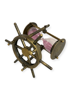 Support de Sablier Artisanal Premium à Roue, Minuteur à Sable Métallique de 2 Minutes, Durable, Vintage, Nautique, Maritime, Décoratif - Product Image 1