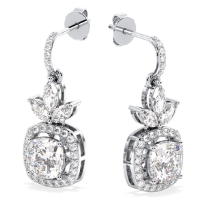 ต่างหูเพชรทรงหยดน้ำ REYES Wholesale HPHT CVD Lab Grown Diamond สำหรับผู้หญิง ทองคำขาว 14K งานแต่งงาน งานปาร์ตี้ เครื่องประดับชั้นดี - Product Image 4