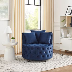 <b>Velvet</b> Upholstered Swivel <b>Chair</b> with Button Tufted Design and Movable Wheels Living Room <b>Chair</b> Including 3 Pillows - Product Image 5