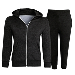 Ensemble de survêtement unisexe bleu à capuche zippé, coupe ajustée, couleur unie, avec pantalon et sweat-shirt longs à poches latérales, idéal pour l'été - Product Image 4