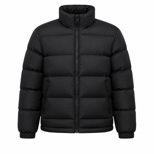 High Quality Solid Color Men Puffer Jacket Thick Padding Windproof Cold Resistant Stand Collar Plain Male Winter <b>Bubble</b> <b>Coat</b> Lot - Product Image 1