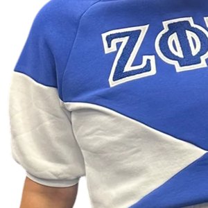 Ensemble court en chenille bleu royal Zeta Phi Beta pour femmes, avec lettres grecques brodées, tenue décontractée en deux pièces - Product Image 5