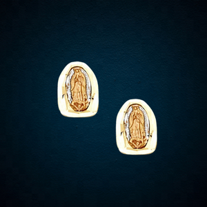 Super Classy Trendy Daily Wear Three Tone <b>Rhodium</b> Plated Mother Mary <b>Earrings</b> Classic Style Alloy Fashion Hoop Earings - Product Image 4