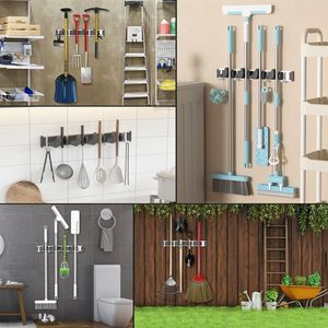 Set di 4 Organizzatori da Parete in Metallo per Scope e Spazzole, Accessori per Organizzazione di Giardino, Cucina e Dispensa - Product Image 2