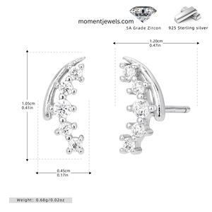 Pendientes de Plata de Ley 925 con Circonita, Pendientes de Luna Creciente Chapados en Oro, Joyería Elegante para Regalo de Boda o Fiesta - Product Image 5