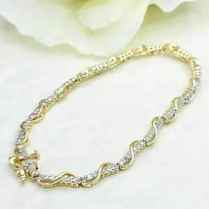 Pulsera de tenis vintage Infinity Twist con moissanita auténtica de corte brillante redondo, de plata de ley 925 chapada en oro, joyería de lujo para hombre - Product Image 5