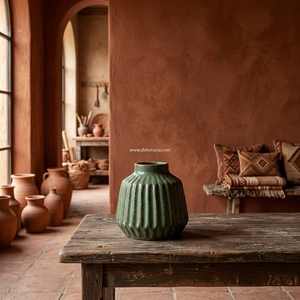 Ficio M Green Wash Terracotta Clay Bud Vase, Mini pot en terre cuite artisanal, Urne décorative en céramique pour table, Vases en gros - Product Image 3