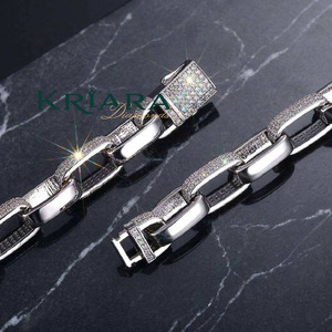 Collar de Cadena Figaro de Plata S925 con Moissanita, Chapado en Rodio, Estilo Lujoso, Unisex, para Uso Diario, Certificado para Compromiso - Product Image 5