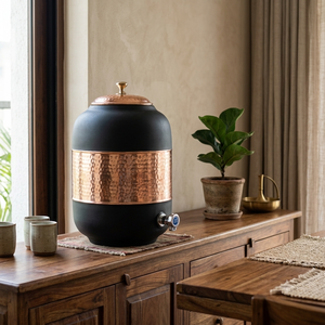 Distributeur d'eau en cuivre pur martelé avec couvercle, robinet et support pour la maison, l'hôtel, le restaurant, la restauration, la vente en gros B2B, l'exportation B2B - Product Image 3