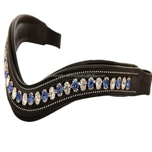 Diadema de caballo personalizada con acolchado suave y brillante, con cristales blancos y azules brillantes, cadena metálica, diadema de doma. - Product Image 4