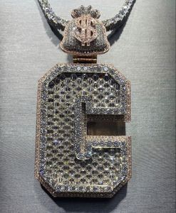 Collar con Colgante Escudo Warner Bros, Chapado en Oro de 18K, Cadena de Plata 925, Moissanita, Estilo Hip Hop para Hombre, Ecológico, Regalo - Product Image 4