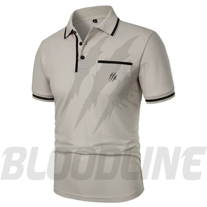 Polo de Manga Corta para Hombre Bloodline, Color Sólido, Tejido de Punto, Secado Rápido, Corte Regular, Marrón - Product Image 5