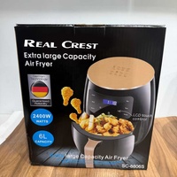 Üstün Kalite 6.0L Klasik Dayanıklı Dijital Air Fryer, Yuvarlak Tasarım, LCD Dokunmatik Kontrol ve Yapışmaz Sepetli