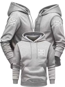 Customizable <b>Men's</b> 100% Cotton Fleece Oversized Hoodie Personalized Photo/Text Front Back Design Eco-Friendly Sweatshirt - Product Image 2