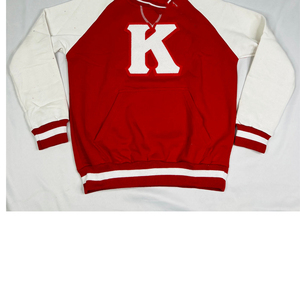 Sweat-shirt à col rond à manches raglan rouge et blanc pour homme, couleur unie, avec poche, pull décontracté en tricot Delta, tissu French Terry, coupe classique - Product Image 4