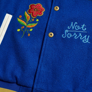 2026 High Demand Unisex Plus Size Blue Solid Wool PU Leather Breathable Eco-Friendly Winter Outer Wear College Baseball Jackets - Product Image 6