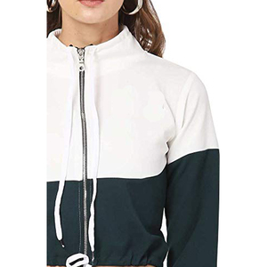 Women Color Blocking Tracksuit Set Full Sleeve Zipper Crop Top With Side Pockets <b>Ankle</b>-Length Pants Sporty Style Spring Wear - Product Image 5