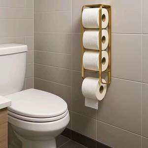 Portarrollos de papel higiénico con estante, portarrollos de papel higiénico montado en la pared, portarrollos de papel higiénico para baño, portarrollos de papel higiénico dorado - Product Image 1