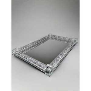 Rectangular <b>Mirrored</b> Glass Storage <b>Tray</b> Modern Design Easy To Clean Table Use Single Tier Neatening Organizer - Product Image 6