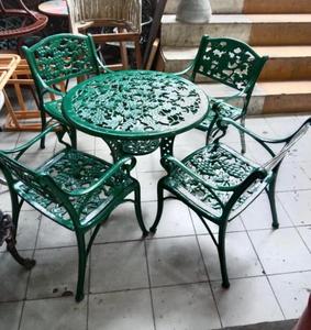 Green Cast Metal Outdoor <b>Dining</b> <b>Set</b> Traditional <b>Round</b> <b>Table</b> With <b>4</b> Chairs Durable Garden Patio Balcony Furniture - Product Image 5